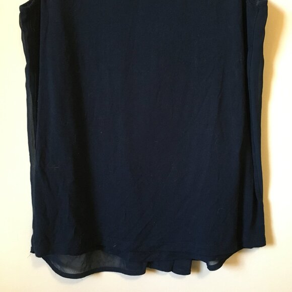 Dex Dark Navy Blue Chiffon Super Pleat Art Deco Two Layer Tank - Picture 7 of 13